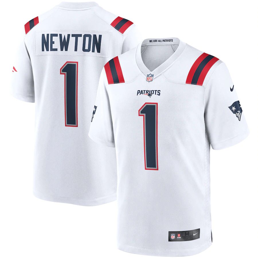 Men New England Patriots #1 Cam Newton Nike White Game NFL Jerse->new england patriots->NFL Jersey